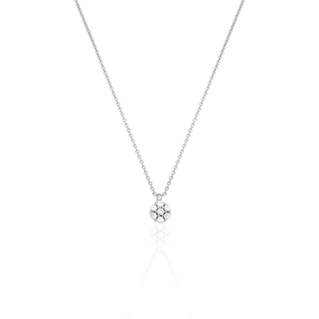 JAMILA Damen Collier Silber 925 Zirkonia Wei&szlig; Blume