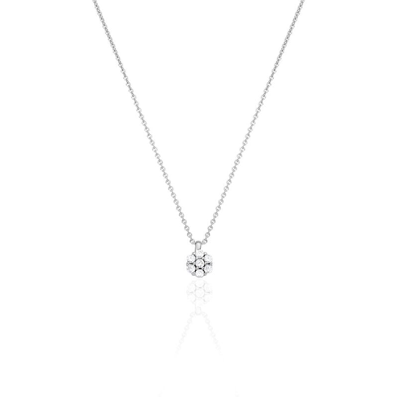 JAMILA Damen Collier Silber 925 Zirkonia Wei&szlig; Blume - Halsketten Damen | OROVIVO