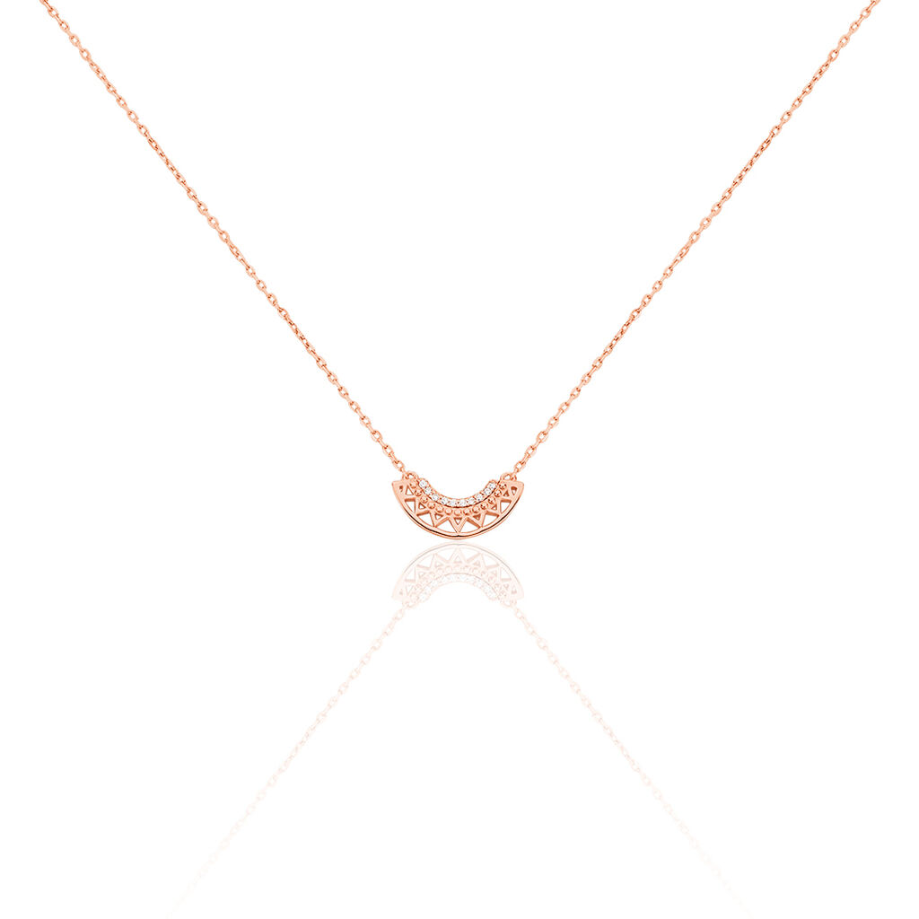 Damen Collier Silber rosevergoldet 925 Zirkonia Wei&szlig; 0,02 ct Barren