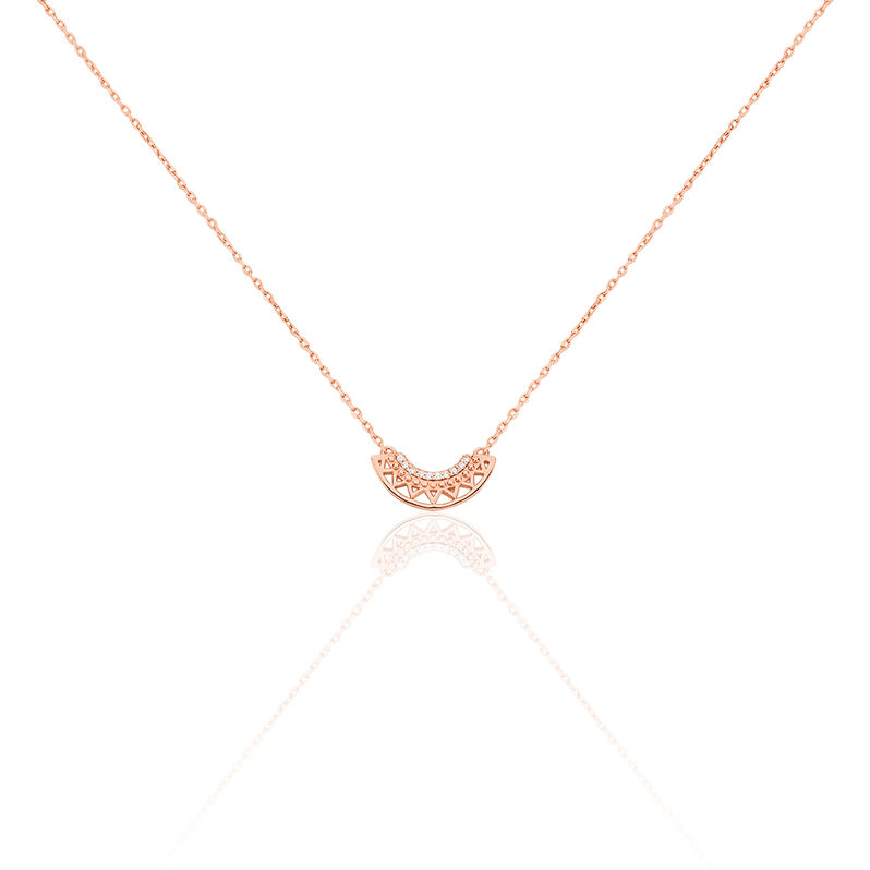 Damen Collier Silber rosevergoldet 925 Zirkonia Wei&szlig; 0,02 ct Barren - Halsketten Damen | OROVIVO