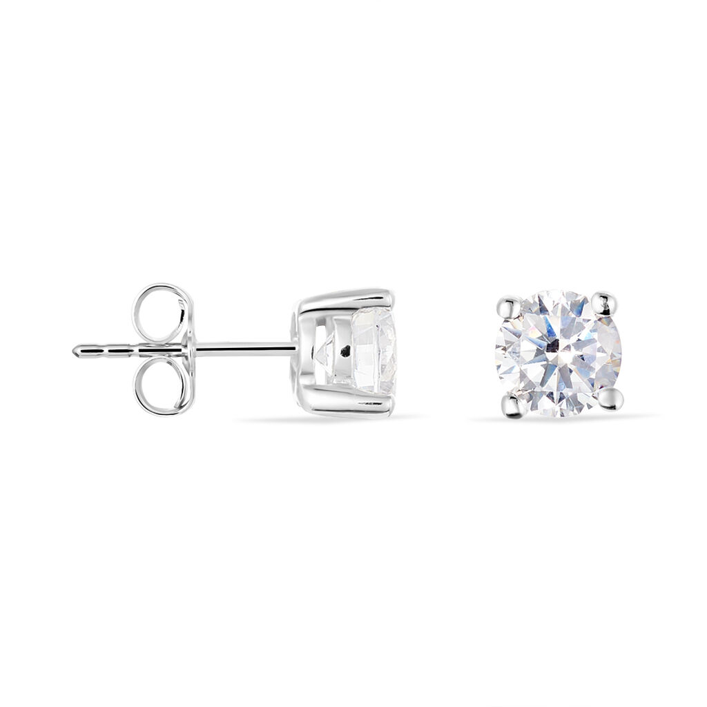 Damen Ohrstecker Weißgold 375 Zirkonia Krappe 4  - Ohrstecker Damen | OROVIVO
