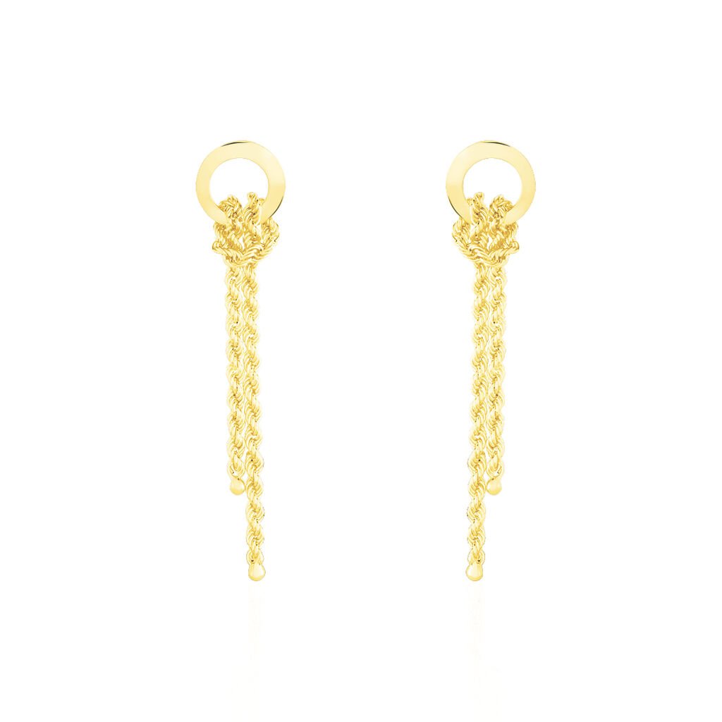 Damen Ohrstecker Lang Gold 375 Kordel Zephanja, Ohrringe Lang ohne Stein