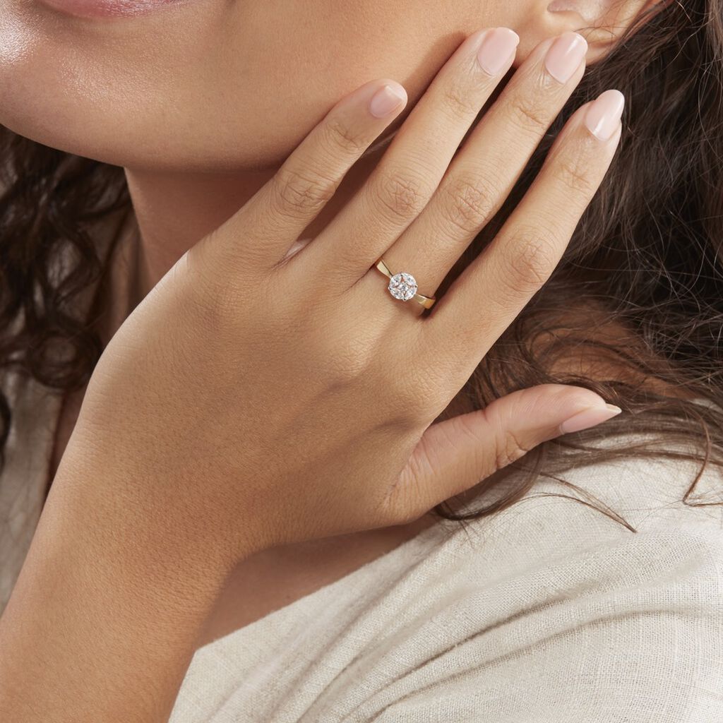 Bague Solitaire Maurena Or Jaune Oxyde De Zirconium - Spannringe Damen | OROVIVO