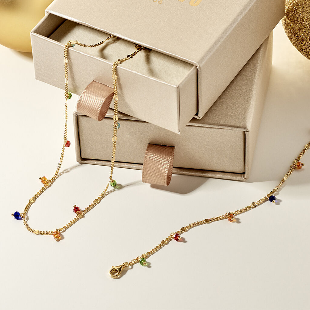 ROMANA Damen Anh&auml;nger Silber vergoldet 925 Glas Multicolour 0,320 ct B 1,1 mm