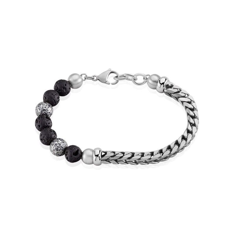 Bracelet Acier Kiyo Boules Noires - Spannringe Herren | OROVIVO