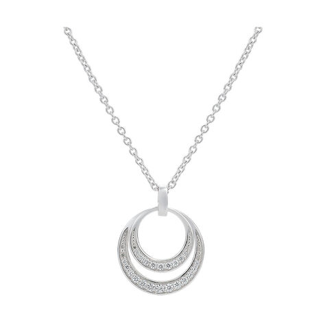 Damen Halskette Silber 925 Zirkonia Doppel Kreis - Halsketten Damen | OROVIVO