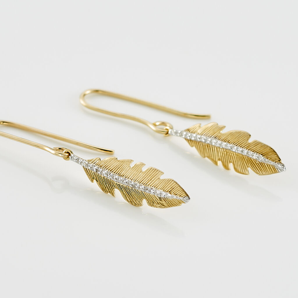 Boucles D'oreilles Pendantes Paola Or Jaune Diamant - Spannringe Damen | OROVIVO