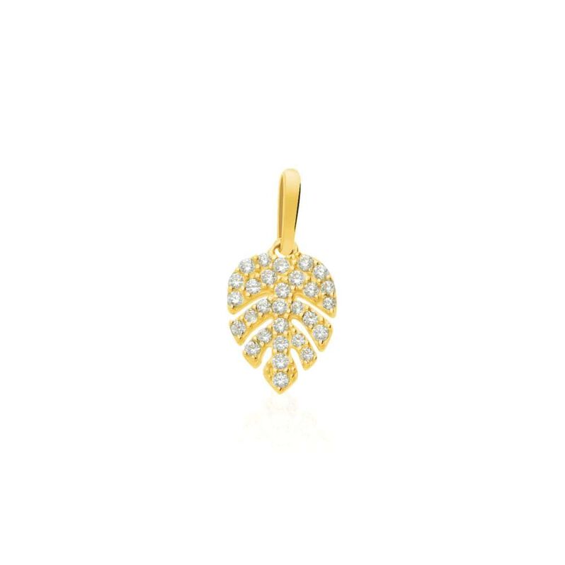Ciondolo foglia in oro giallo e zirconiOrecchini a lobo punto luce Claire oro bianco e Cubic zirconia - Spannringe Damen | OROVIVO