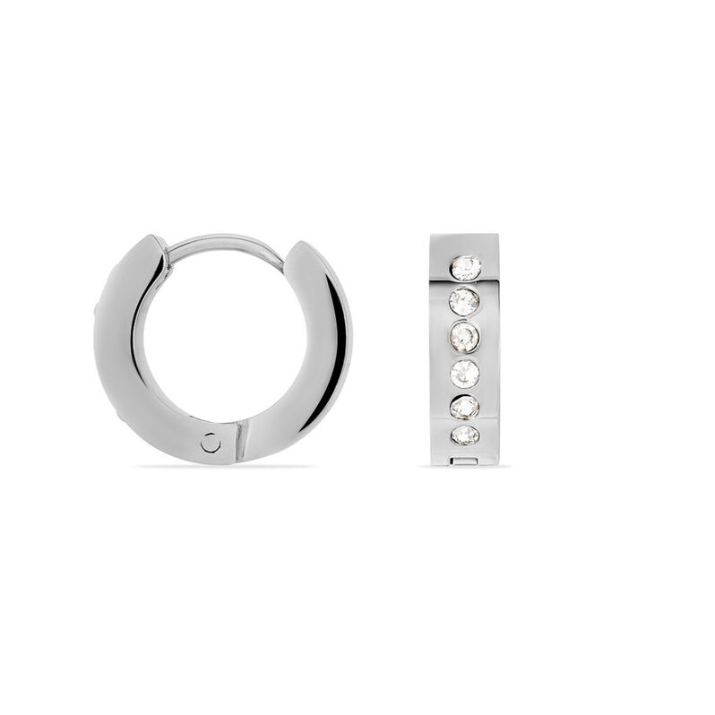 Damen Creolen Edelstahl Synthetischer Stein Weiß 14,60mm  - Creolen Damen | OROVIVO