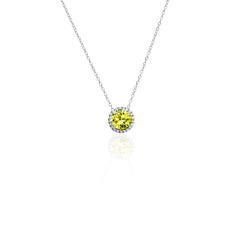 CAMILLA Damen Collier Silber 925 Zirkonia Gr&uuml;n 2,98 ct Kreis - Halsketten Damen | OROVIVO