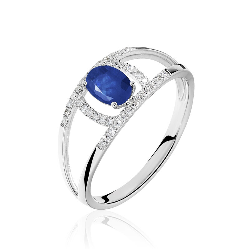 Bague Agathe Or Blanc Saphir Et Diamant - Spannringe Damen | OROVIVO