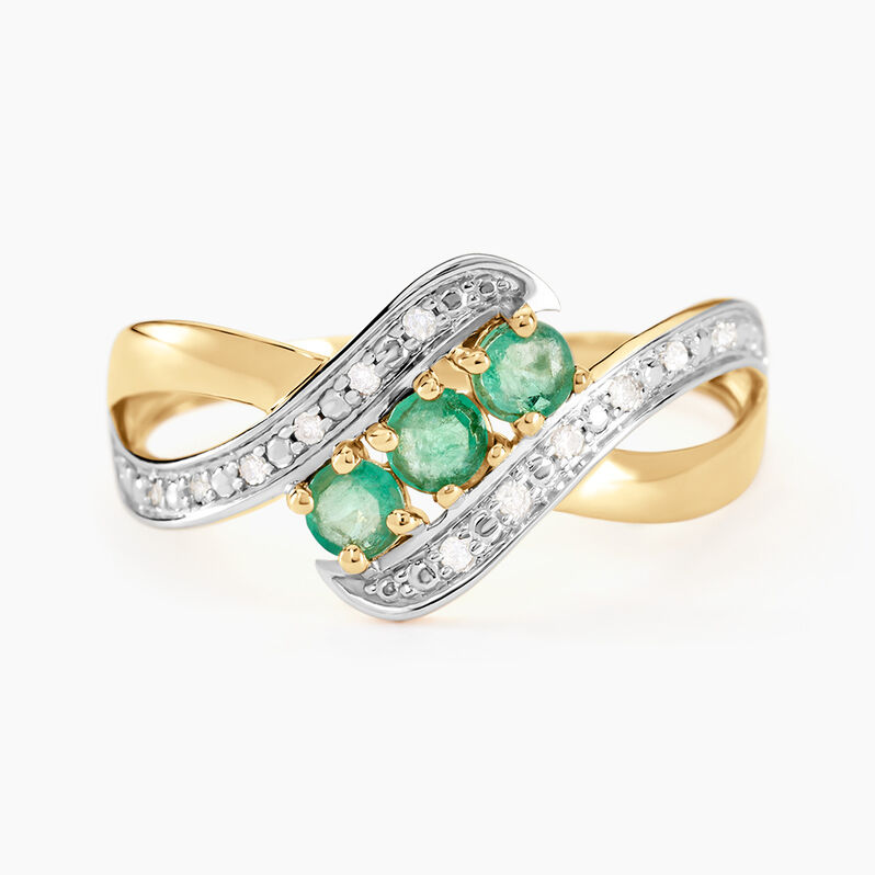 Bague Simma Or Jaune Diamant Et Emeraude - Spannringe Damen | OROVIVO