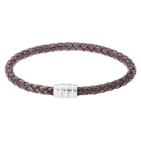Herren Lederarmband Edelstahl Braun