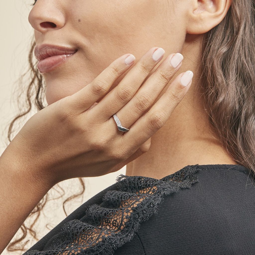 Bague Aile De Mouette Or Blanc Diamant - Spannringe Damen | OROVIVO