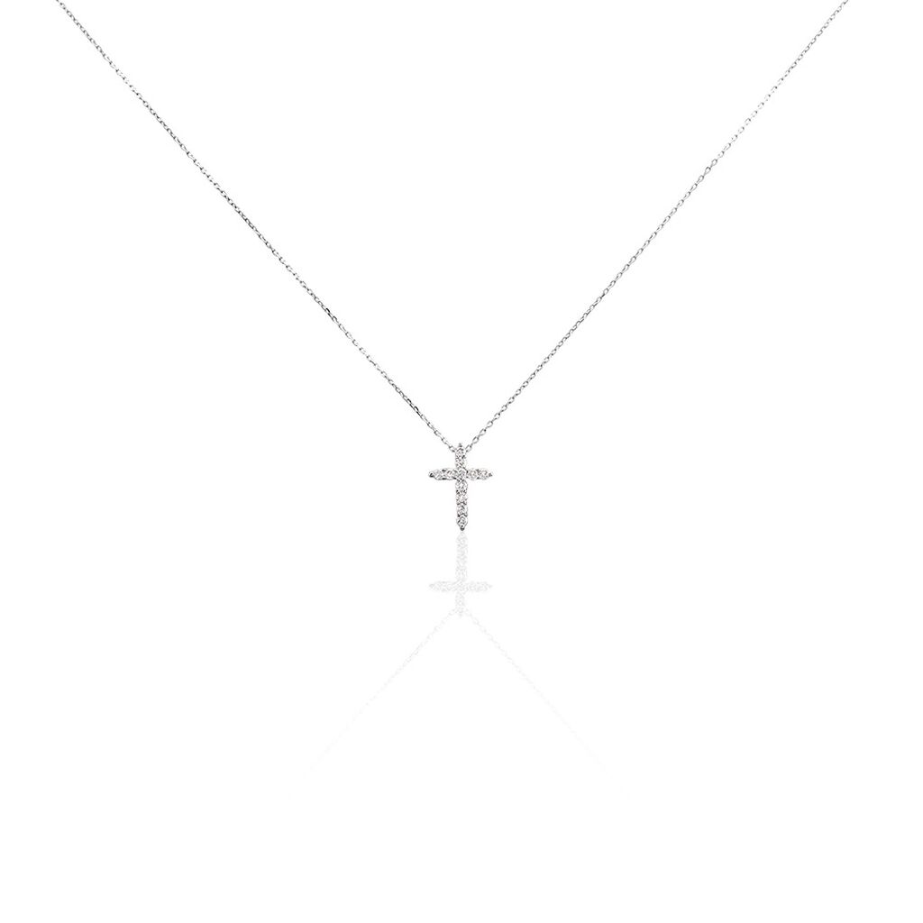 Damen Collier Weißgold 375 Diamant 0,23ct Crosseda - Halsketten Damen | OROVIVO
