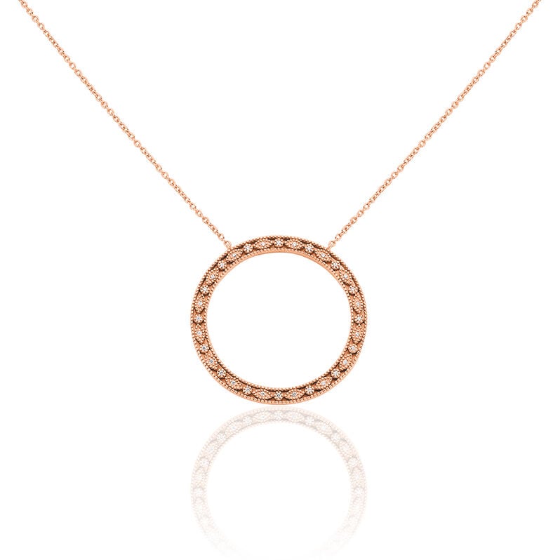 ANNA 3 Damen Collier Silber rosevergoldet 925 Zirkonia Wei&szlig; 0,06 ct Kreis - Halsketten Damen | OROVIVO