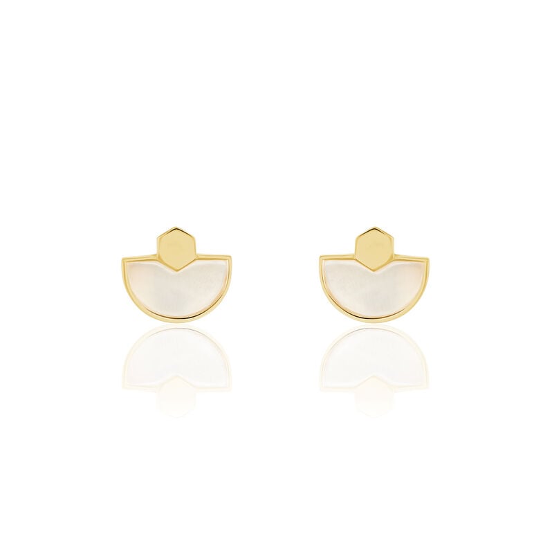 GINNY Damen Ohrstecker Silber vergoldet 925 Perlmutt Perlmutt Halbkreis - Ohrstecker Damen | OROVIVO
