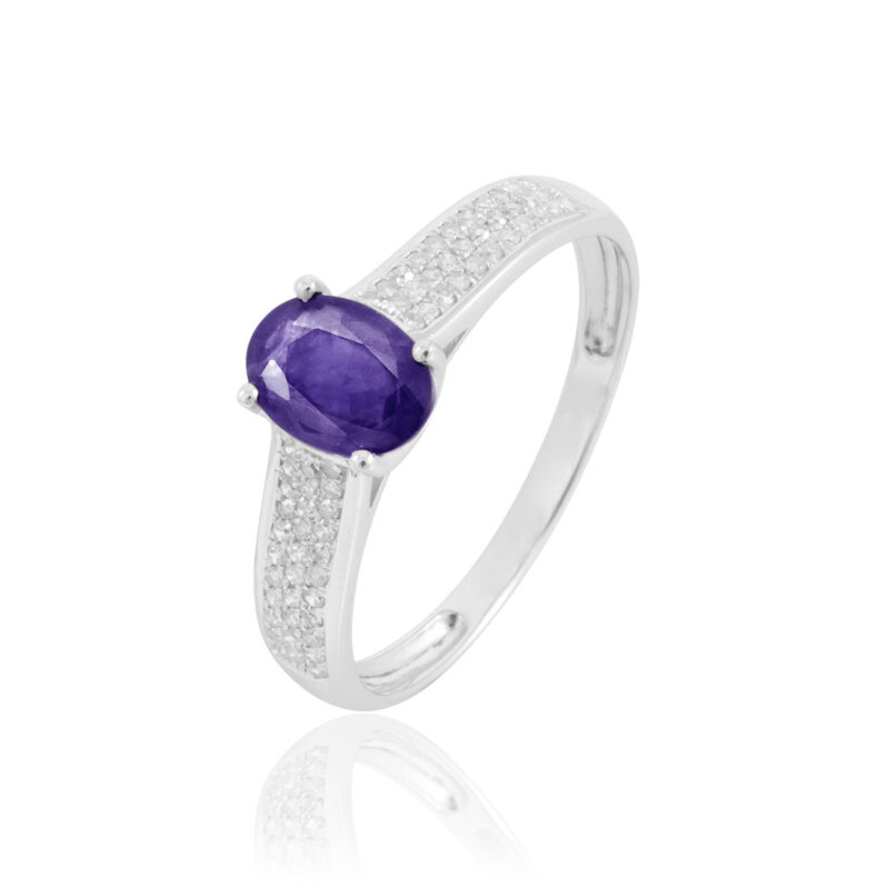 Bague Crista Or Blanc Amethyste Et Diamant - Spannringe Damen | OROVIVO
