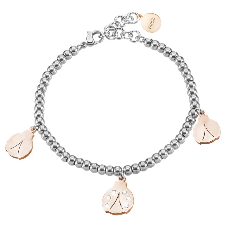 Bracciale coccinelle in acciaio bicolore e cristalli - Spannringe Damen | OROVIVO