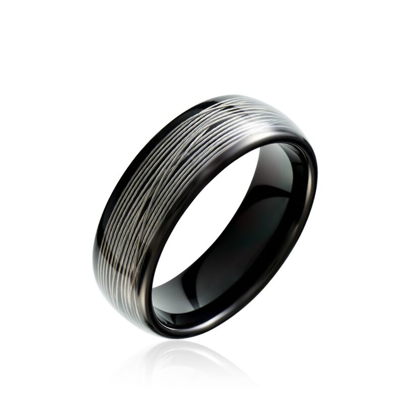 Bague Jourdan Homme Liorin Acier Bicolore Noir Et Weiss Tungstene - Spannringe Herren | OROVIVO