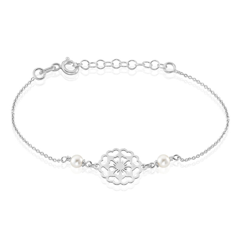 Bracelet Enaelle Argent Blanc Perle D'imitation Et Aigue Marine - Spannringe Damen | OROVIVO