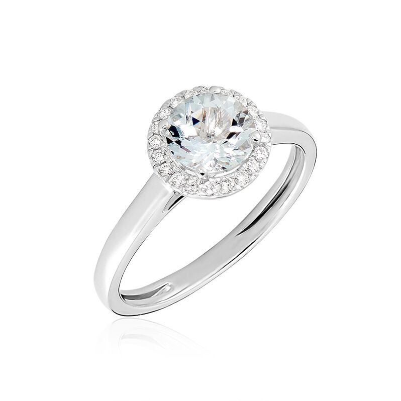 Damen Ring Weißgold 585 Aquamarin Himmelblau 1,44ct Kathi  - Ringe mit Stein Damen | OROVIVO