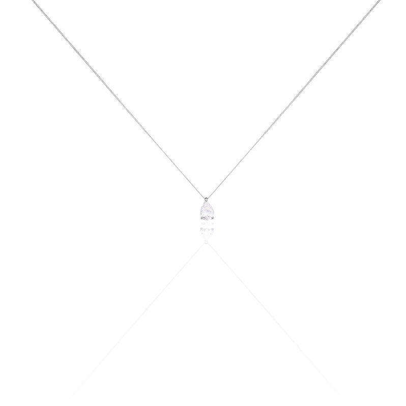 Damen Collier Wei&szlig;gold 375 (9 Karat) Zirkonia Wei&szlig; 1,2 ct Tropfen - Halsketten Damen | OROVIVO