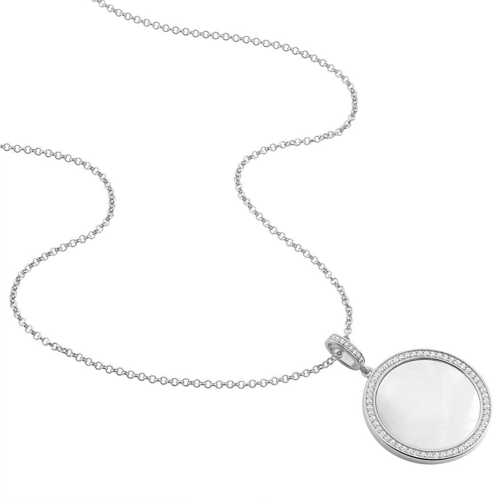 IRIS Damen Collier Silber 925 Zirkonia Wei&szlig; Kreis