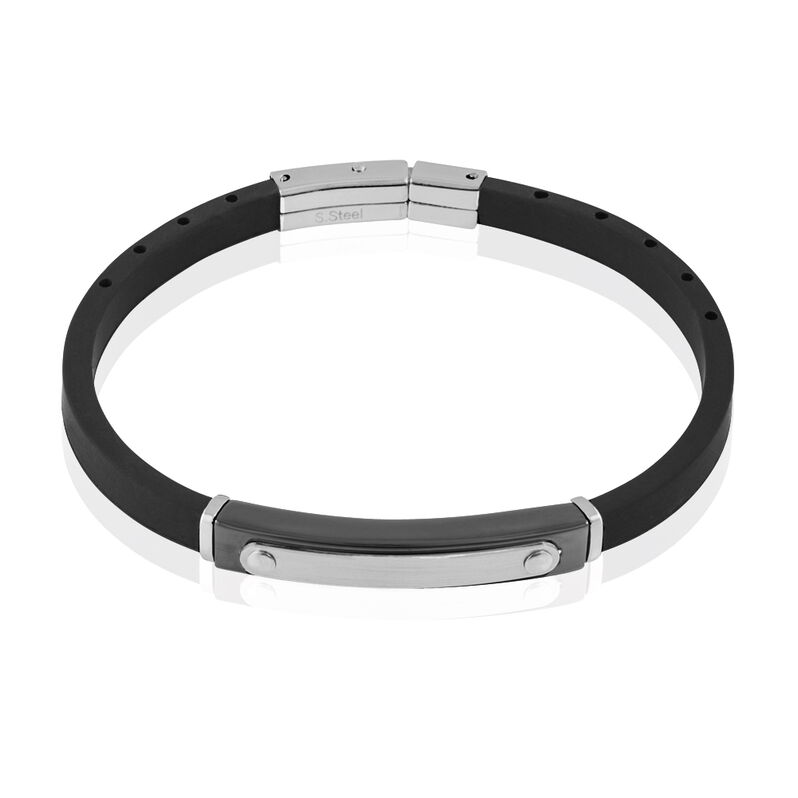 Bracelet Acier Et Caoutchouc Noir - Spannringe Herren | OROVIVO
