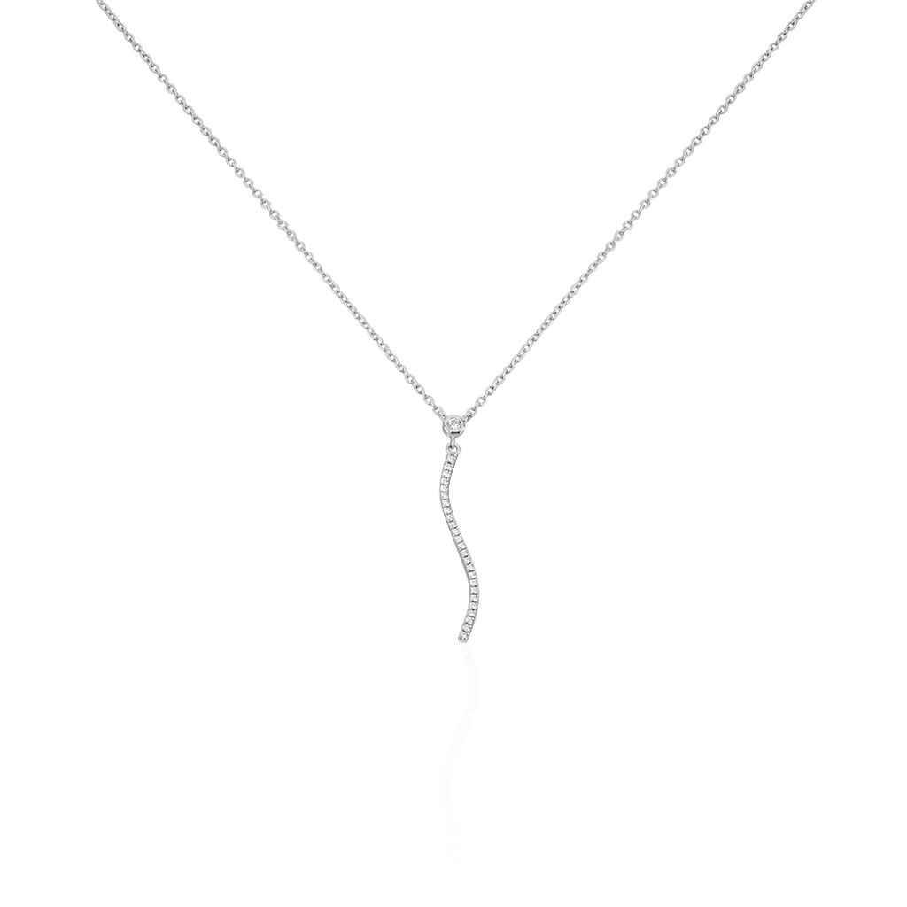 🦚 Damen Halskette Silber 925 Zirkonia Welle Boyka, Collier mit Stein