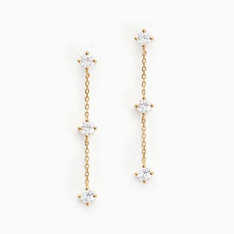 Boucles D'oreilles Pendantes Cearra Or Jaune Oxyde De Zirconium - Spannringe Damen | OROVIVO