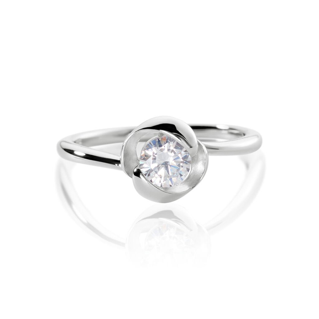 LUCY Damen Ring Silber 925 Zirkonia Wei&szlig; 0,87 ct Blume