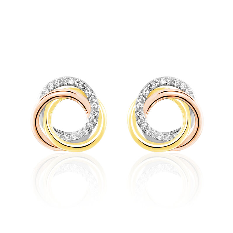 CELESTE Damen Ohrstecker Silber Tricolor 925 Zirkonia Wei&szlig; 0,34 ct Kreis - Ohrstecker Damen | OROVIVO