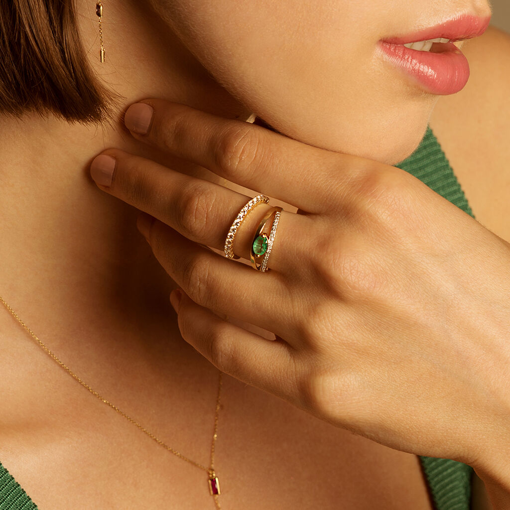 ALEXA Damen Ring Gold 375 (9 Karat) Smaragd Gr&uuml;n 0,43 ct
