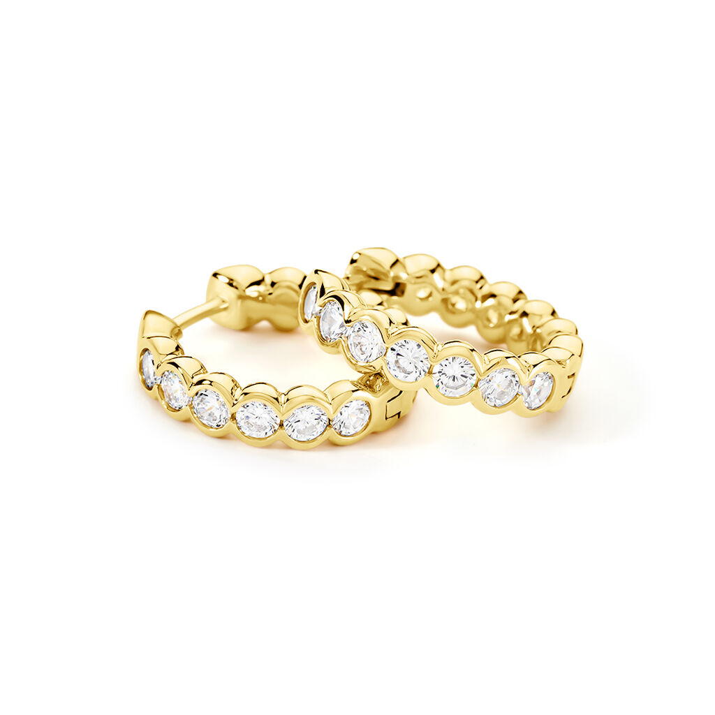 ZARINA Damen Creolen Silber vergoldet 925 Zirkonia Weiß 3,67 ct Kreis - Creolen Damen | OROVIVO