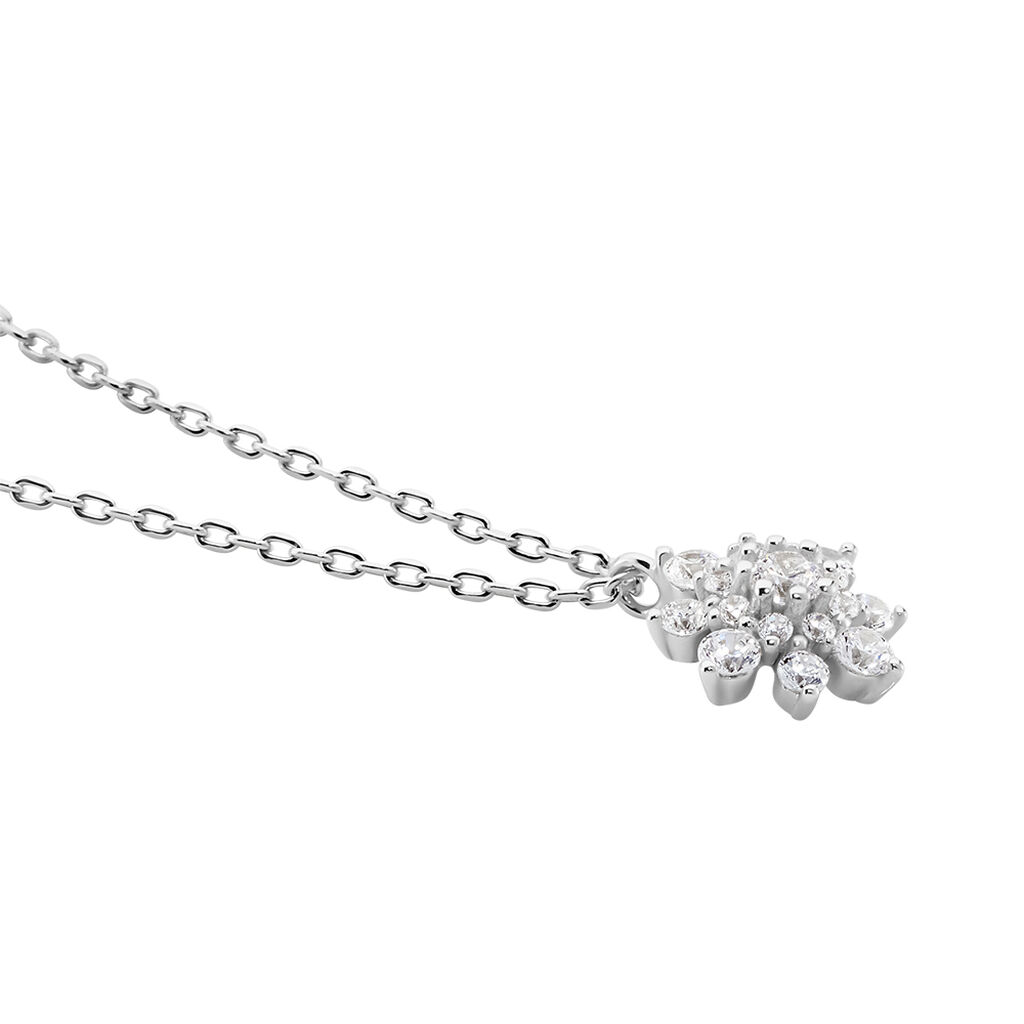LORINA Damen Collier Silber Silber 925 Zirkonia Wei&szlig; Blume