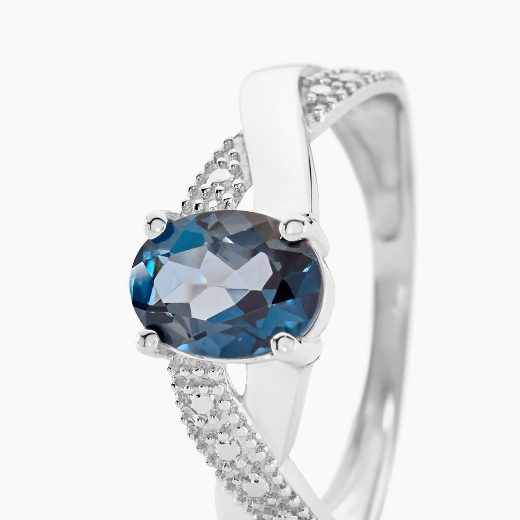 Bague Or Weiss Candice Croisee Topaze London Blue - Spannringe Damen | OROVIVO