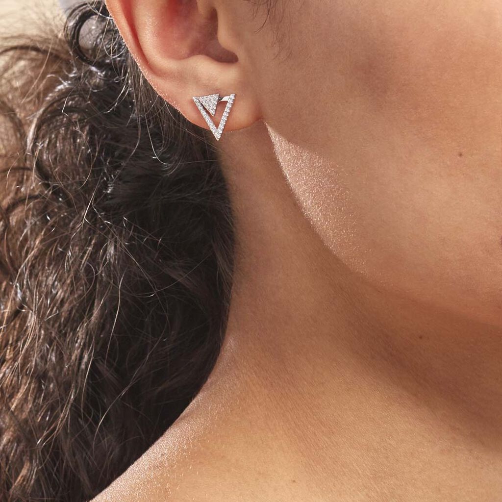 Damen Ohrstecker Silber 925 Zirkonia Dreieck Amellia Dreieck 5  - Ohrstecker Damen | OROVIVO