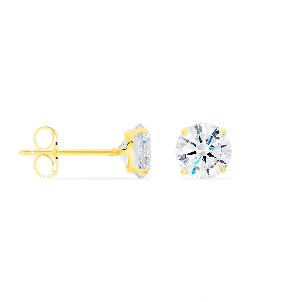 KRAPPE 4 Damen Ohrstecker Gold 375 (9 Karat) Zirkonia Wei&szlig; 4,7 ct Kreis