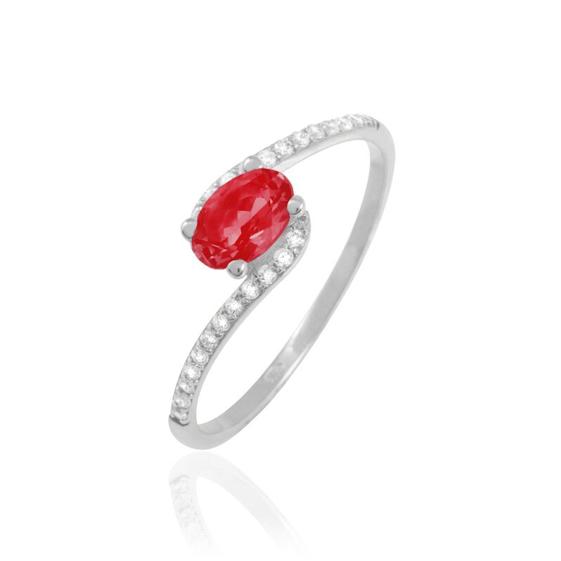 Bague Loriane Or Blanc Rubis Et Diamant - Spannringe Damen | OROVIVO