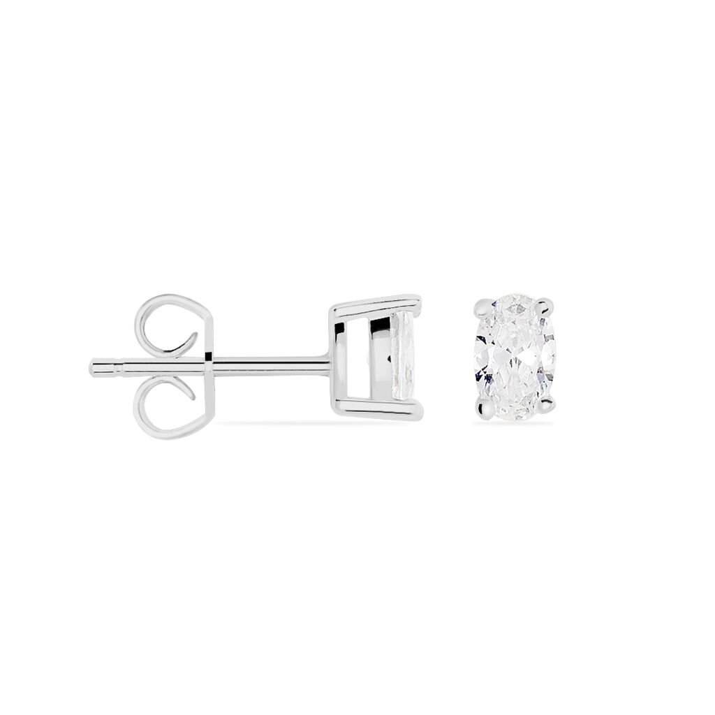 MATHILDA 3 Damen Ohrstecker Silber 925 Zirkonia Wei&szlig; 0,05 ct Oval