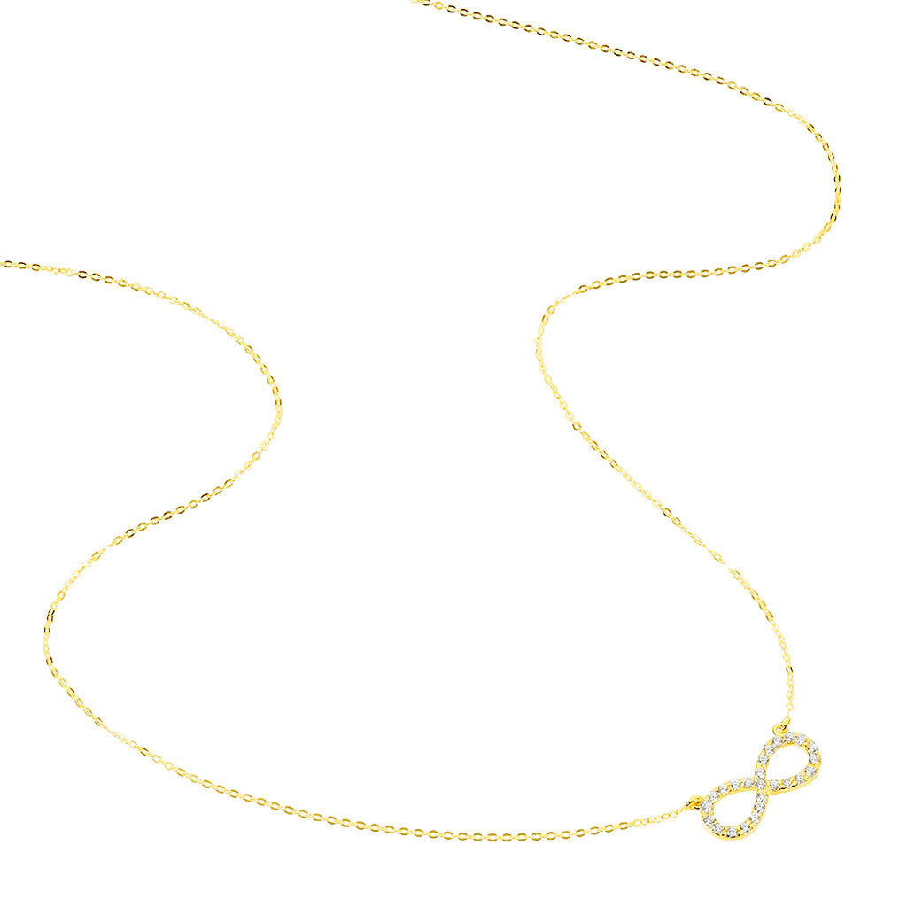 KLOTHILDA Damen Collier Gold 375 (9 Karat) Zirkonia Wei&szlig; 0,07 ct Unendlichkeit