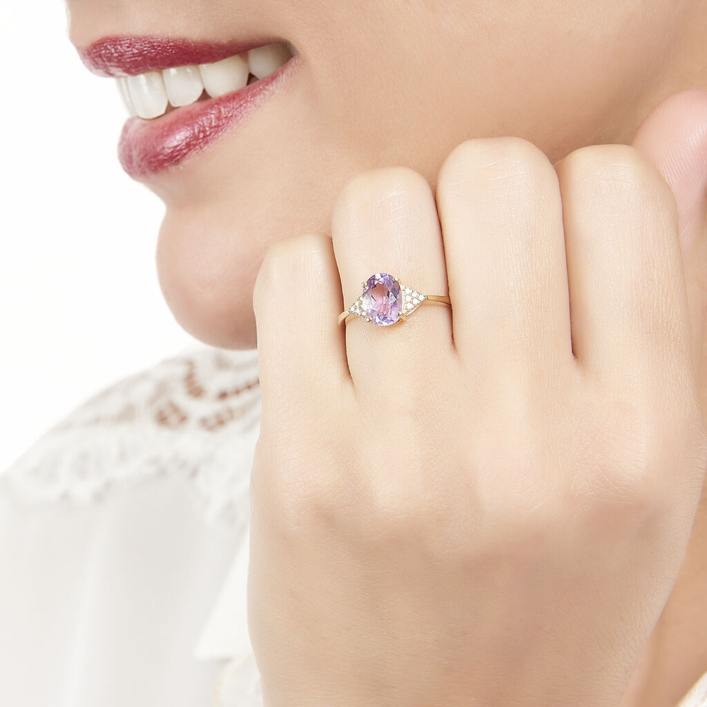 Bague Anna Or Jaune  Et Amethystes - Spannringe Damen | OROVIVO
