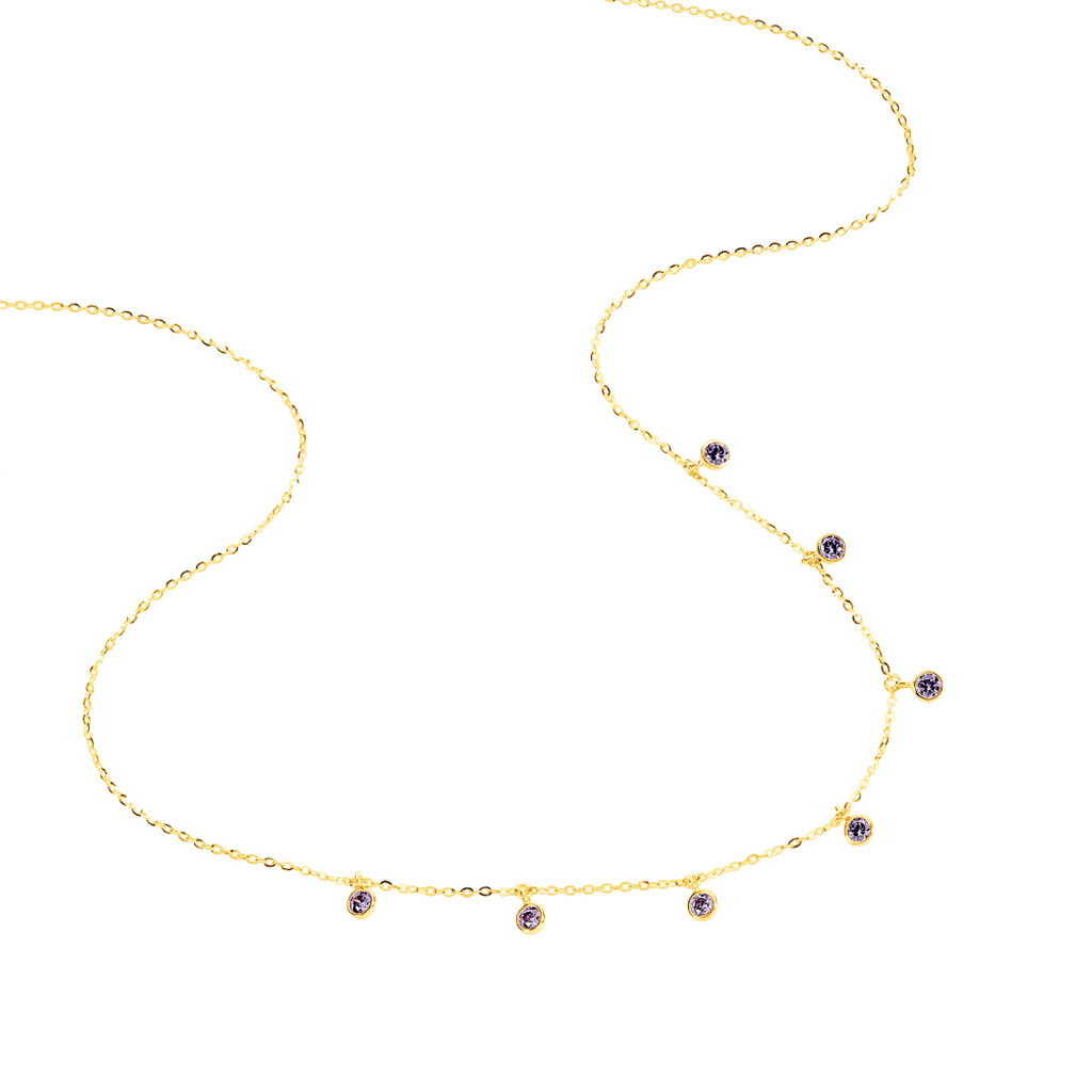 TALILA 1 Damen Collier Gold 375 (9 Karat) Zirkonia Violett 0,16 ct Kreis