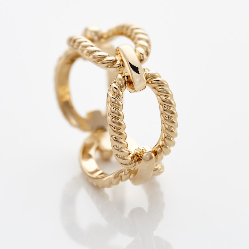 Damenring Messing Gold plattiert geriffelt - Ringe Damen | OROVIVO