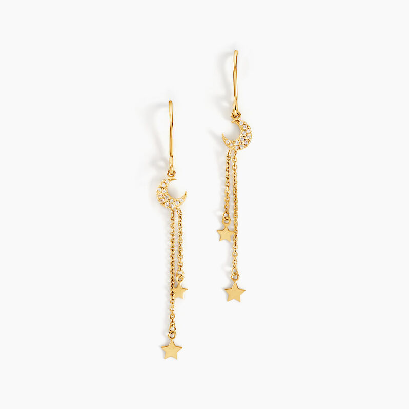 Boucles D'oreilles Pendantes Sterling Or Jaune Oxyde De Zirconium - Spannringe Damen | OROVIVO