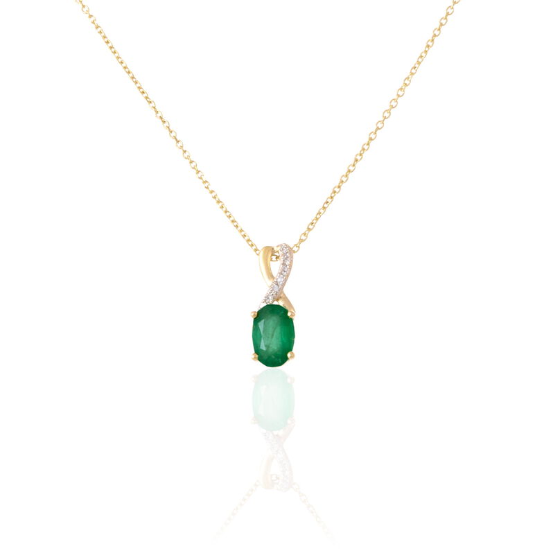 Collier Nicole Or Jaune Diamant Et Emeraude - Spannringe Damen | OROVIVO
