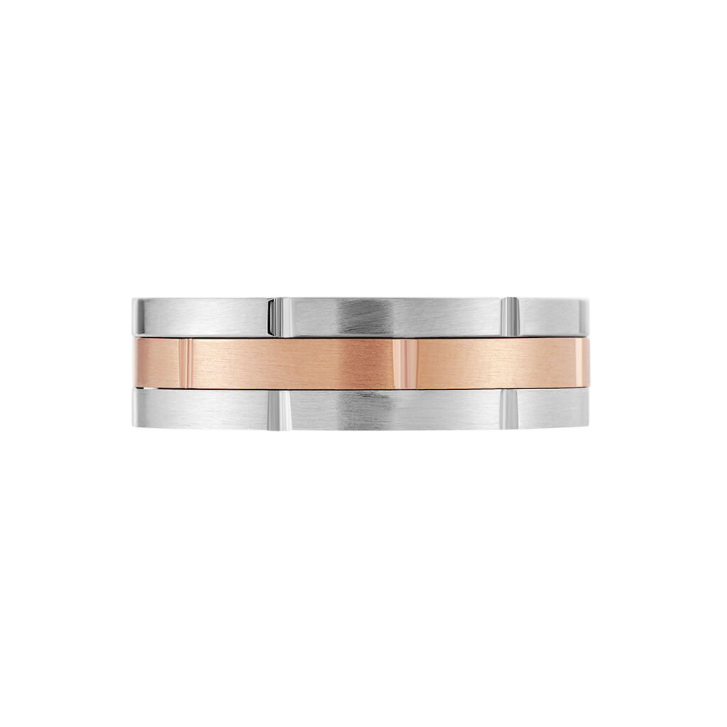 Herren Ring Edelstahl Bicolor Silber/Ros&eacute;gold B 7 mm