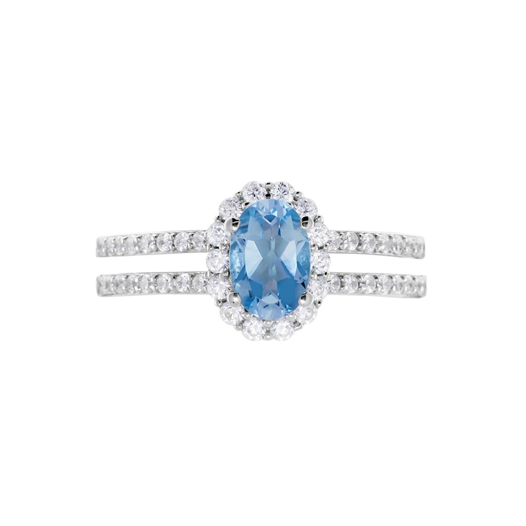Damen Ring Weißgold 375 Topas Blau 1,01ct Twitzi  - Hochzeitsringe Damen | OROVIVO