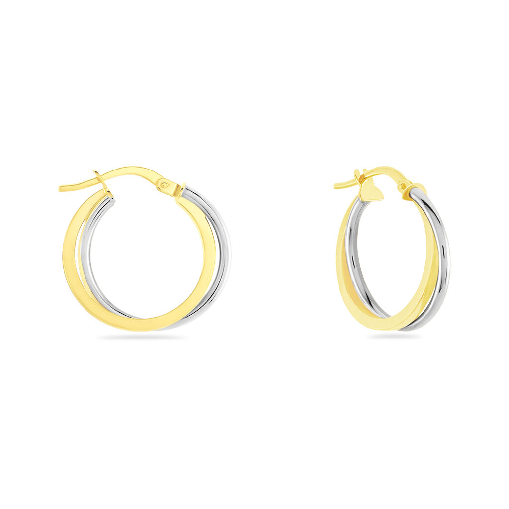 ALDONA Damen Creolen Gold Bicolor 375 (9 Karat) B 1,7 mm